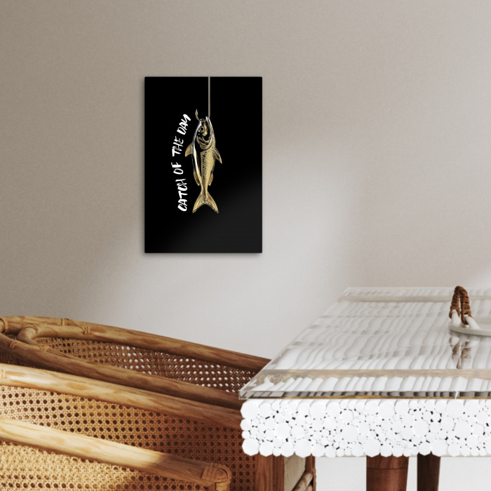 Vis - Zwart - Goud - Tekst KitchenYeah - Keuken - Canvas klein -sfeer3
