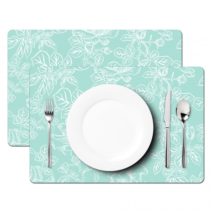Mintgroene Botanische Ets Placemat vinyl groot -zzsfeer2_Kitchenyeah-website