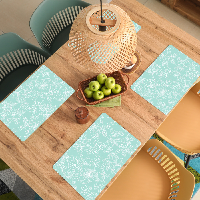 Mintgroene Botanische Ets Placemat vinyl groot -zzsfeer5_Kitchenyeah-website