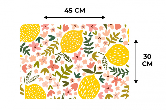 Bloeiende Citroentuin Placemat vinyl groot -specs