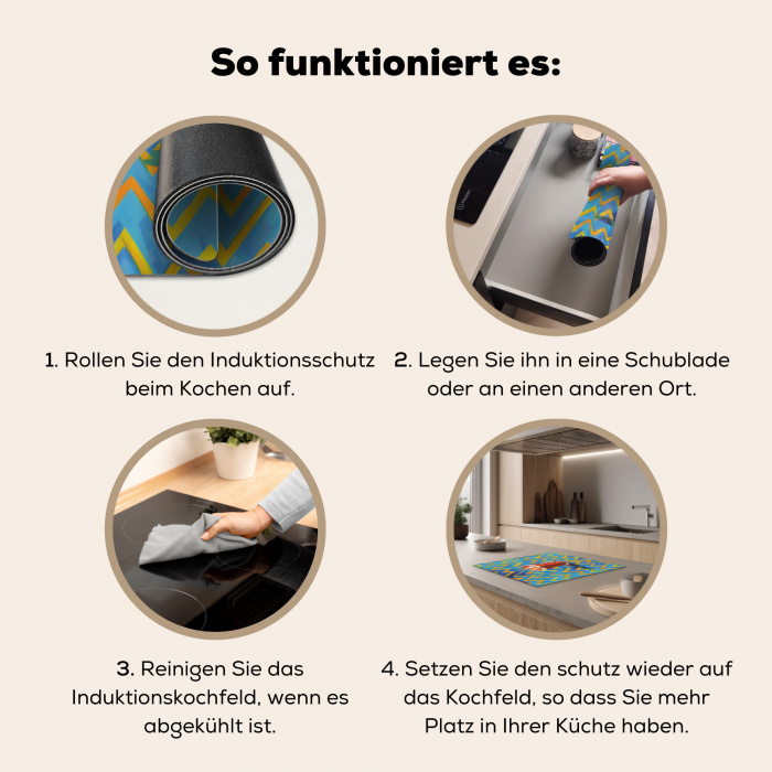 Mok - Koffie - Zigzag - Slagroom Inductie beschermer vinyl 3mm middel -tsfeer9_DE