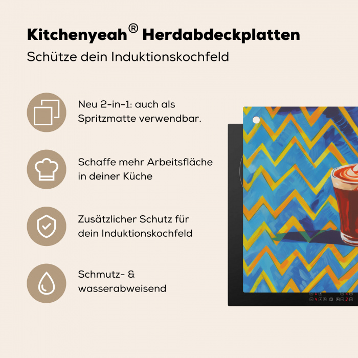 Mok - Koffie - Zigzag - Slagroom Inductie beschermer vinyl 3mm middel -zzzzzzusp-haakje_DE