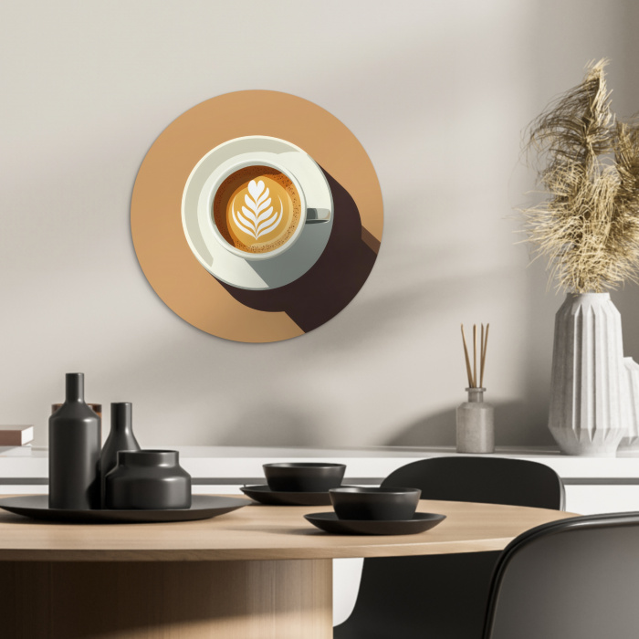 Cappuccino - Kop - Schotel - Minimalitisch KitchenYeah - Keuken - Wandcirkel Forex klein -sfeer2