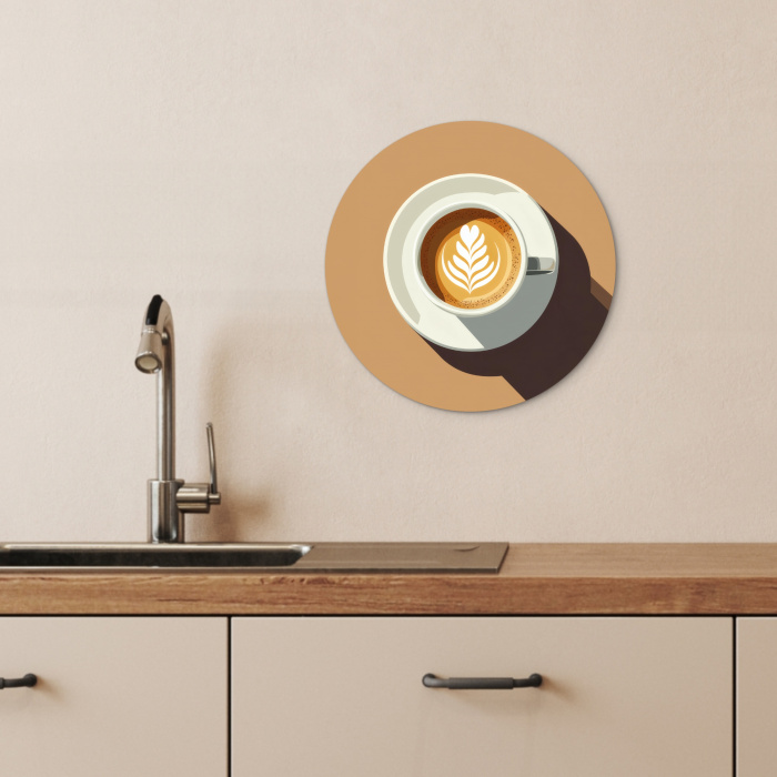 Cappuccino - Kop - Schotel - Minimalitisch KitchenYeah - Keuken - Wandcirkel Forex klein -sfeer3