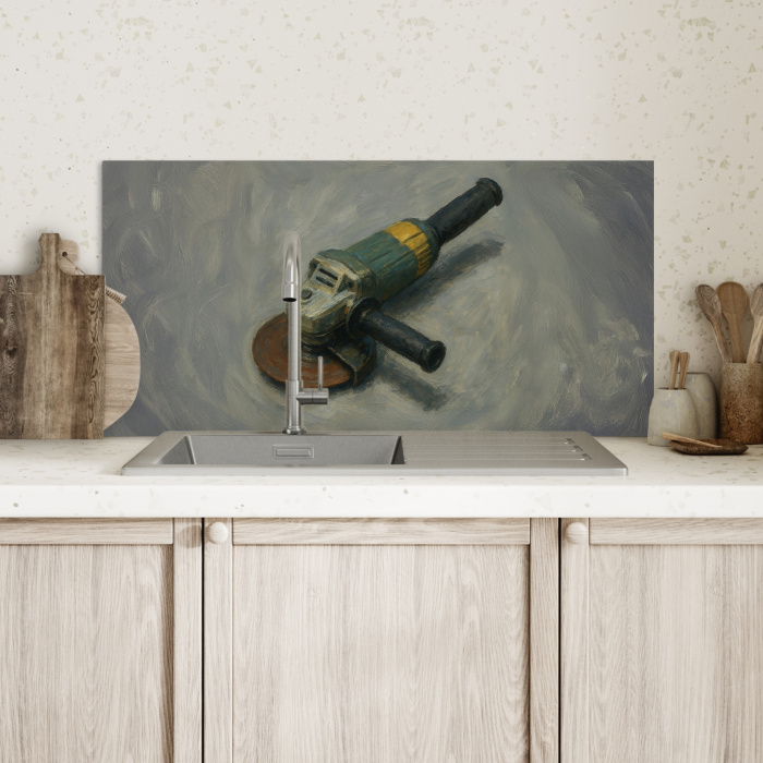 Haakse slijper - Schilderij - Gereedschap Spatscherm Aluminium klein -sfeer2
