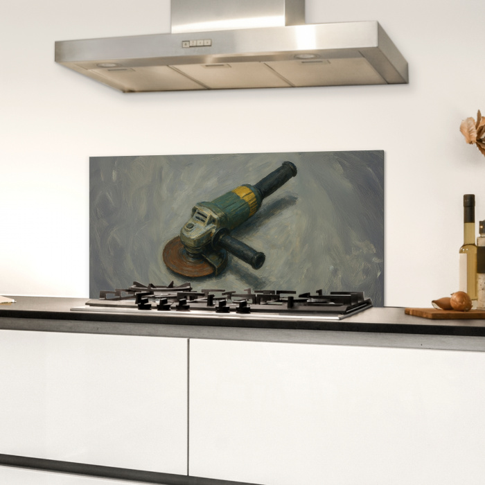 Haakse slijper - Schilderij - Gereedschap Spatscherm Aluminium klein -sfeer4