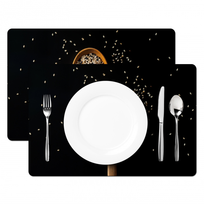 Sesam - Lepel - Zwart Placemat vinyl groot -zzsfeer2_Kitchenyeah-website