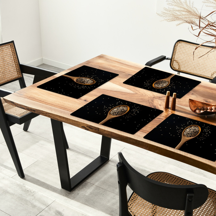 Sesam - Lepel - Zwart Placemat vinyl groot -zzsfeer4_Kitchenyeah-website