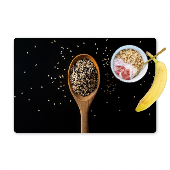 Sesam - Lepel - Zwart Placemat vinyl groot -zzzproduct_Kitchenyeah-website
