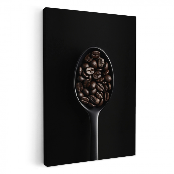 Koffiebonen - Lepel - Zwart KitchenYeah - Keuken - Canvas klein -3d