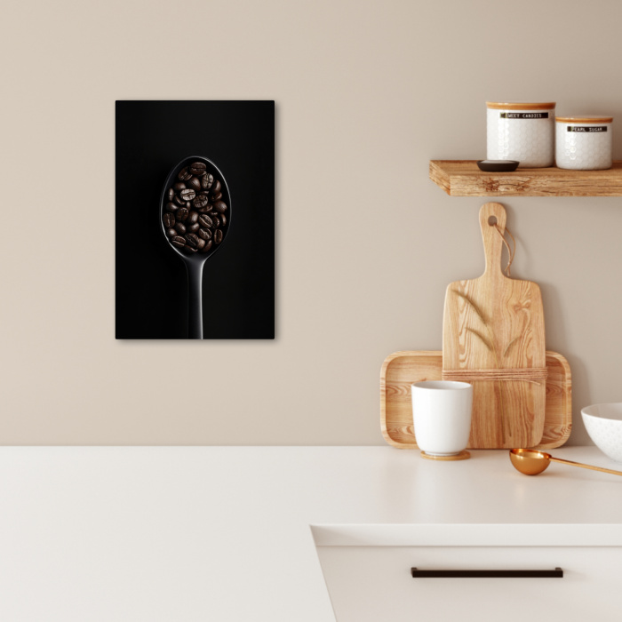 Koffiebonen - Lepel - Zwart KitchenYeah - Keuken - Canvas klein -sfeer1