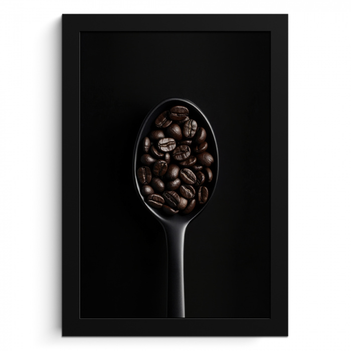 Koffiebonen - Lepel - Zwart KitchenYeah - Keuken - Fotolijst klein -3d
