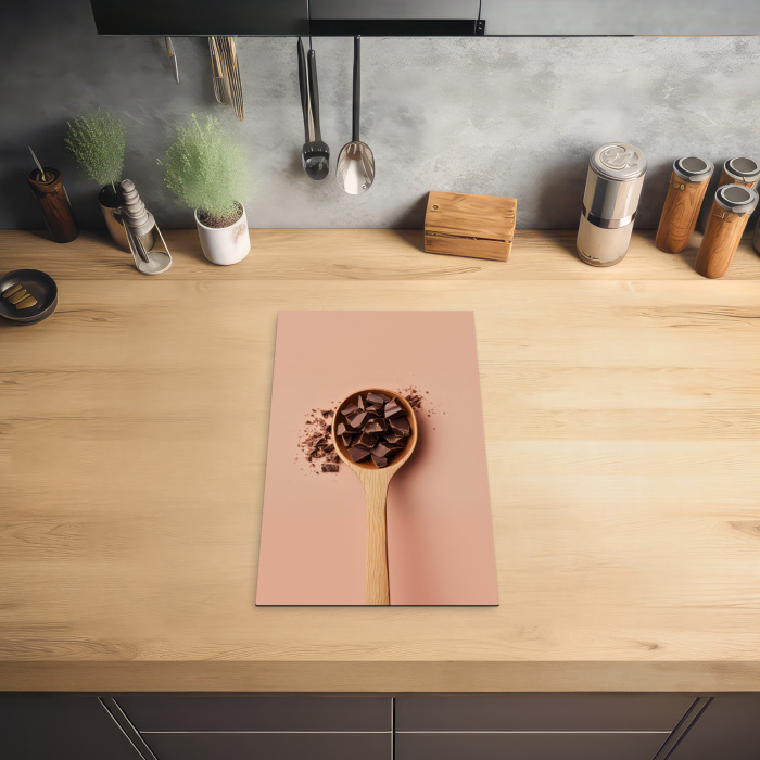Chocola - Hout - Lepel Inductie beschermer vinyl 3mm middel -sfeer5