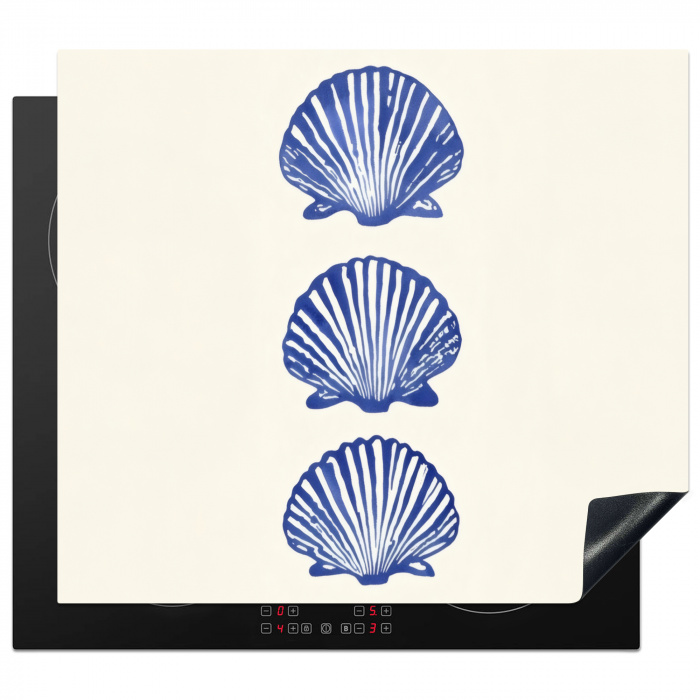 Schelpen - Blauw - Patroon Inductie beschermer vinyl 3mm middel -3d