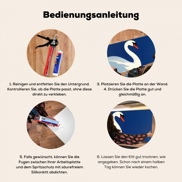 Zwaan - Wit - Snavel - Illustratie Spatscherm Aluminium klein -zgebruik_DE