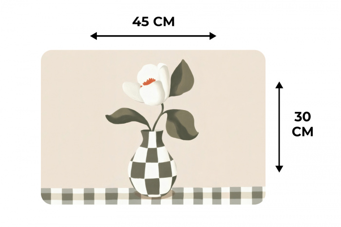 Vaas - Geruit - Groen - Bloem Placemat vinyl groot -specs