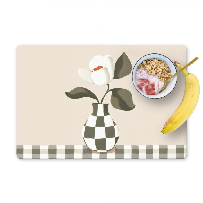 Vaas - Geruit - Groen - Bloem Placemat vinyl groot -zzzproduct_Kitchenyeah-website