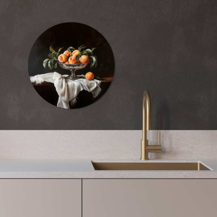 Stilleven - Perziken - Vintage KitchenYeah - Keuken - Wandcirkel Forex klein -sfeer1