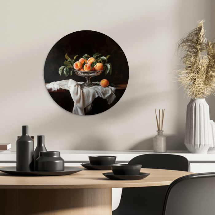 Stilleven - Perziken - Vintage KitchenYeah - Keuken - Wandcirkel Forex klein -sfeer2