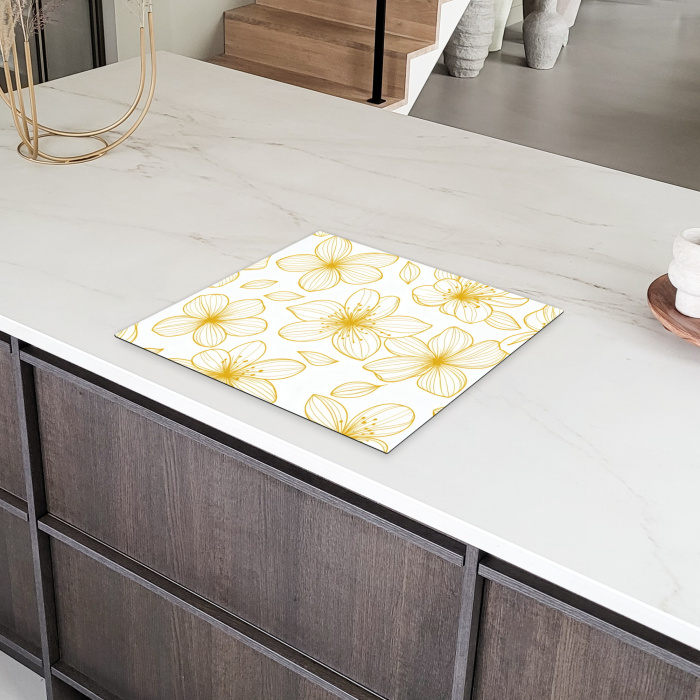 Bloemen - Patroon - Illustratie - Geel Inductie beschermer vinyl 3mm middel -sfeer8
