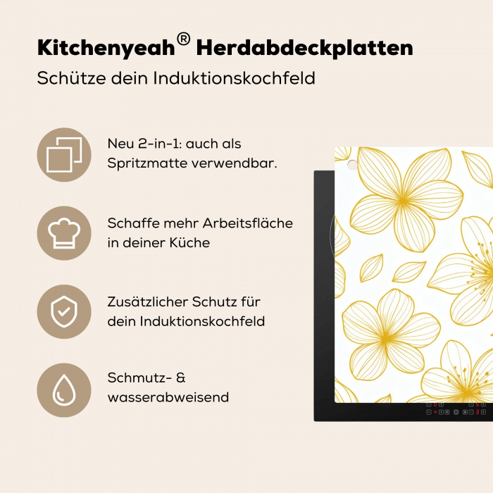 Bloemen - Patroon - Illustratie - Geel Inductie beschermer vinyl 3mm middel -zzzzzzusp-haakje_DE