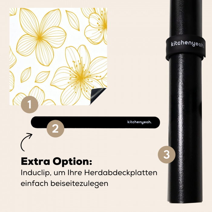 Bloemen - Patroon - Illustratie - Geel Inductie beschermer vinyl 3mm middel -zzzzzzz-induclip_DE