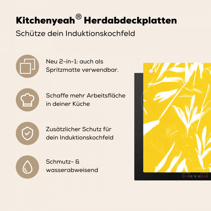 Abstract - Bladeren - Geel - Penseelstreken Inductie beschermer vinyl 3mm middel -zzzzzzusp-haakje_DE