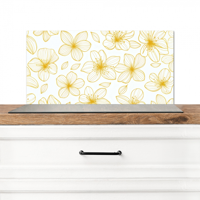 Bloemen - Patroon - Illustratie - Geel Spatscherm Aluminium klein -3d_zonderpan