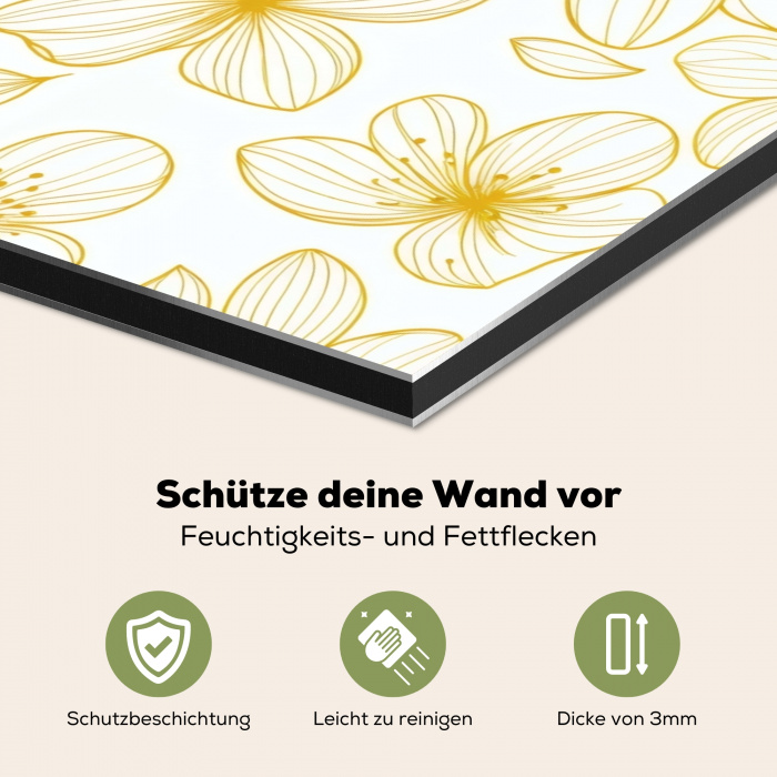 Bloemen - Patroon - Illustratie - Geel Spatscherm Aluminium klein -zcloseup_DE