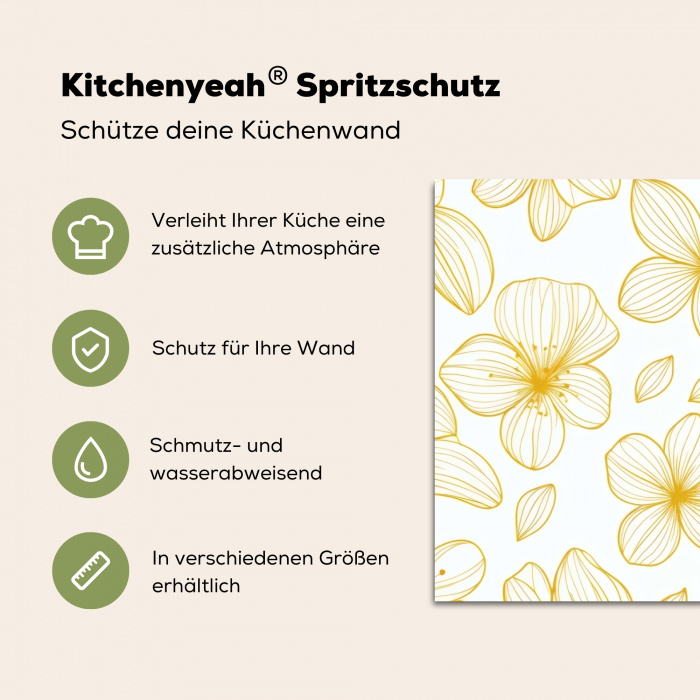 Bloemen - Patroon - Illustratie - Geel Spatscherm Aluminium klein -zdetails_DE