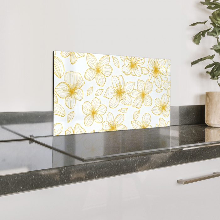 Bloemen - Patroon - Illustratie - Geel Spatscherm Aluminium klein -zzproduct_nieuw