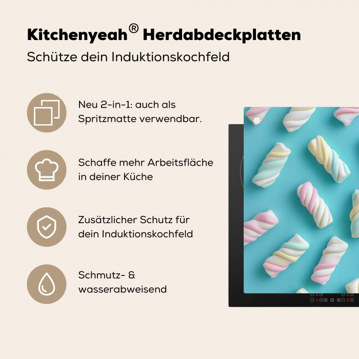Spekjes - Pastel - Snoep - Blauw Inductie beschermer vinyl 3mm klein -zzzzzzusp-haakje_DE