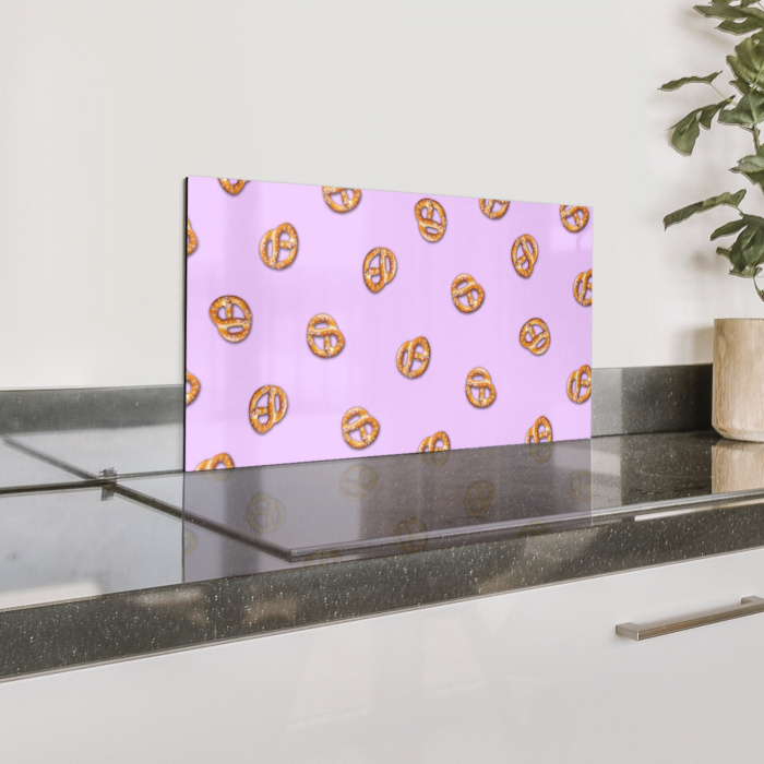Pretzels - Eten - Paars Spatscherm Aluminium klein -zzproduct_nieuw