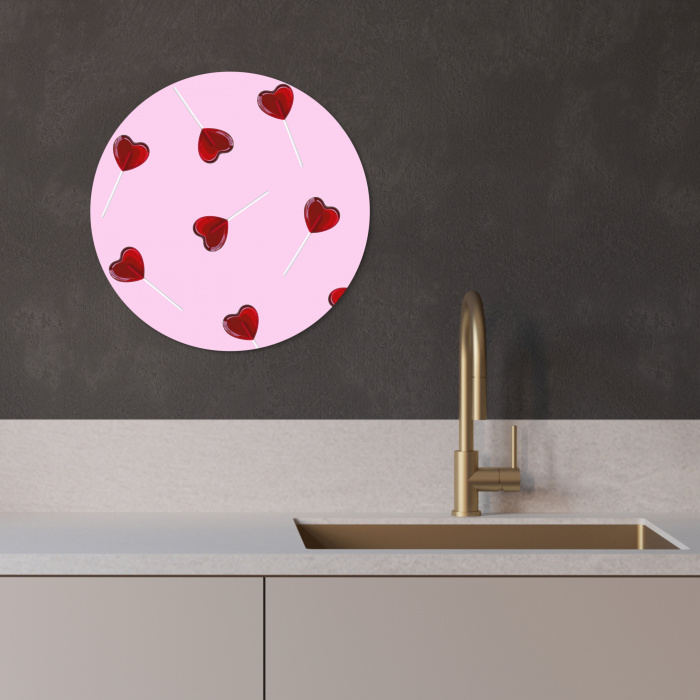 Roze - Hart - Lolly - Snoep KitchenYeah - Keuken - Wandcirkel Forex klein -sfeer1