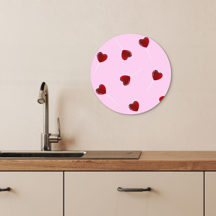 Roze - Hart - Lolly - Snoep KitchenYeah - Keuken - Wandcirkel Forex klein -sfeer3