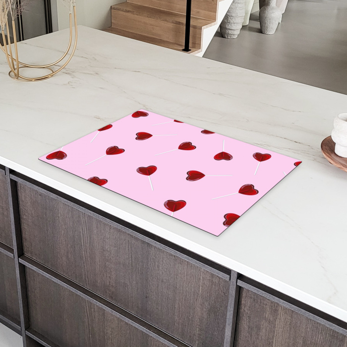 Roze - Hart - Lolly - Snoep Inductie beschermer vinyl 3mm klein -sfeer8