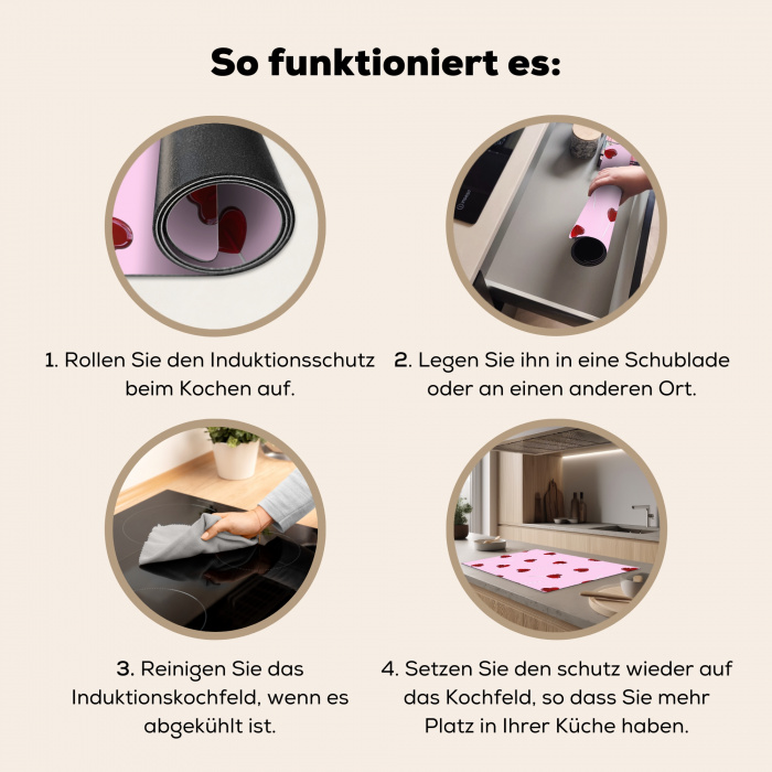 Roze - Hart - Lolly - Snoep Inductie beschermer vinyl 3mm klein -tsfeer9_DE