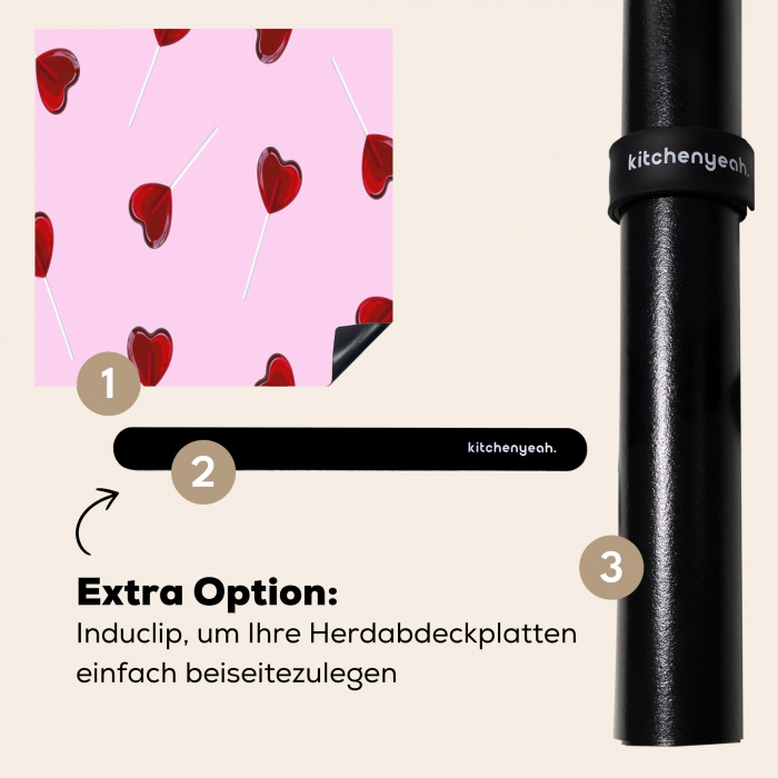 Roze - Hart - Lolly - Snoep Inductie beschermer vinyl 3mm klein -zzzzzzz-induclip_DE