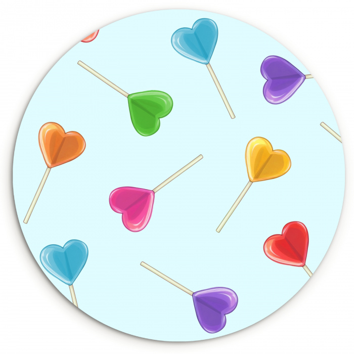 Lolly - Regenboog - Snoep KitchenYeah - Keuken - Wandcirkel Forex klein -3d