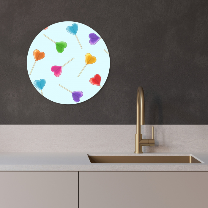 Lolly - Regenboog - Snoep KitchenYeah - Keuken - Wandcirkel Forex klein -sfeer1