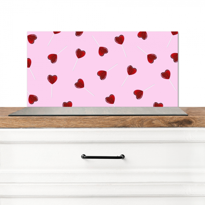 Roze - Hart - Lolly - Snoep Spatscherm Aluminium klein -3d_zonderpan