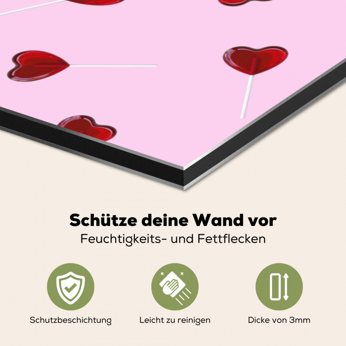 Roze - Hart - Lolly - Snoep Spatscherm Aluminium klein -zcloseup_DE