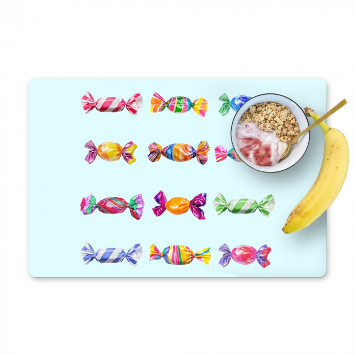 Snoepjes - Realistisch - Kleurrijk Placemat vinyl groot -zzzproduct_Kitchenyeah-website
