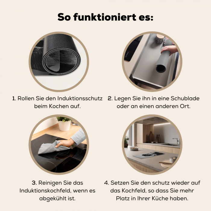Vrouw - Pasta - Zwart - Wit Inductie beschermer vinyl 3mm middel -tsfeer9_DE