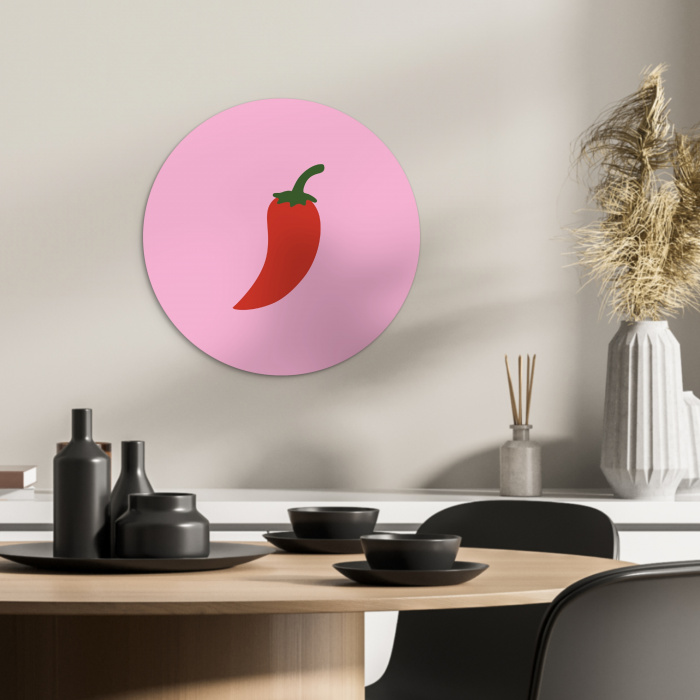 Peper - Rood - Illustratie KitchenYeah - Keuken - Wandcirkel Forex klein -sfeer2