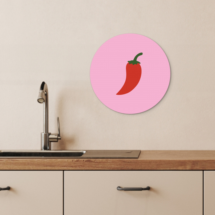 Peper - Rood - Illustratie KitchenYeah - Keuken - Wandcirkel Forex klein -sfeer3