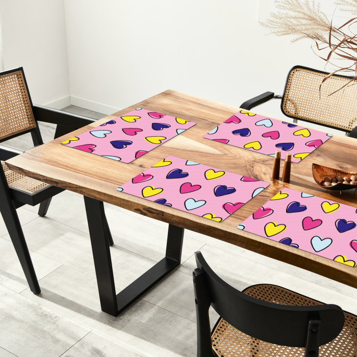Hartjes - Valentijn - Patroon - Kleurrijk Placemat vinyl groot -zzsfeer4_Kitchenyeah-website