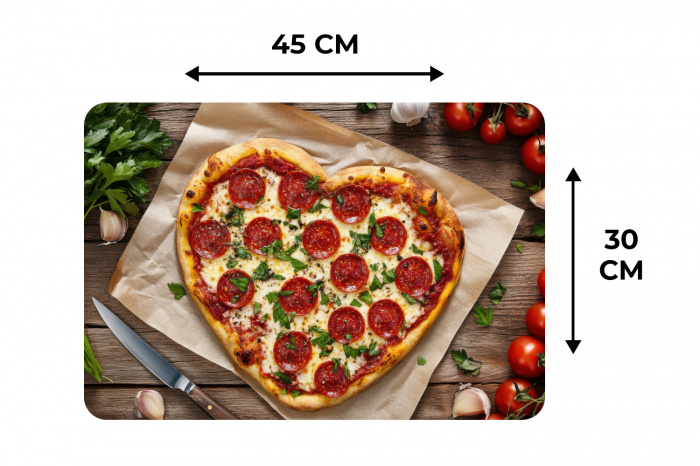 Pizza - Hart - Pepperoni - Tomaat Placemat vinyl groot -specs