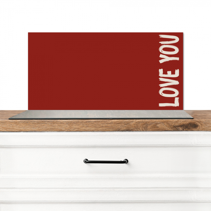 Schuin - Loveyou - Rood Spatscherm Aluminium klein -3d_zonderpan