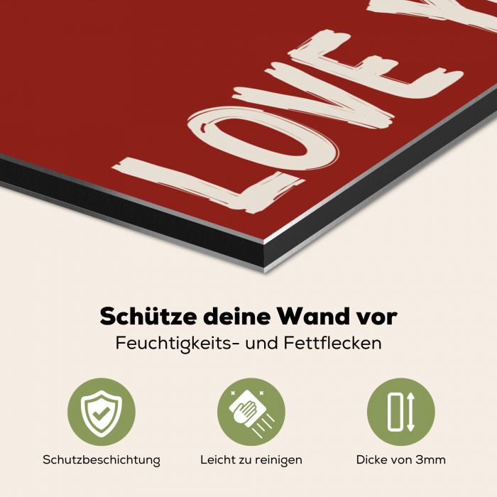 Schuin - Loveyou - Rood Spatscherm Aluminium klein -zcloseup_DE